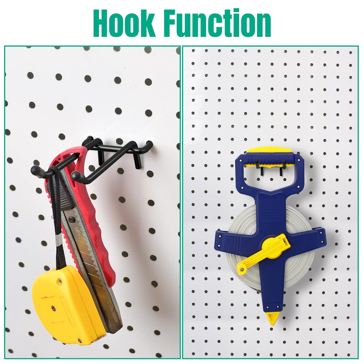 G.CORE 10 Pack Pegboard Hooks, Peg Board Tool Utility Hooks & Hangers Fit 1/4" Pegboards, Heavy Duty Metal Peg Board Shelving Hooks, Wall Organizers and Storage for Craft Room Garage Workbench (Black)