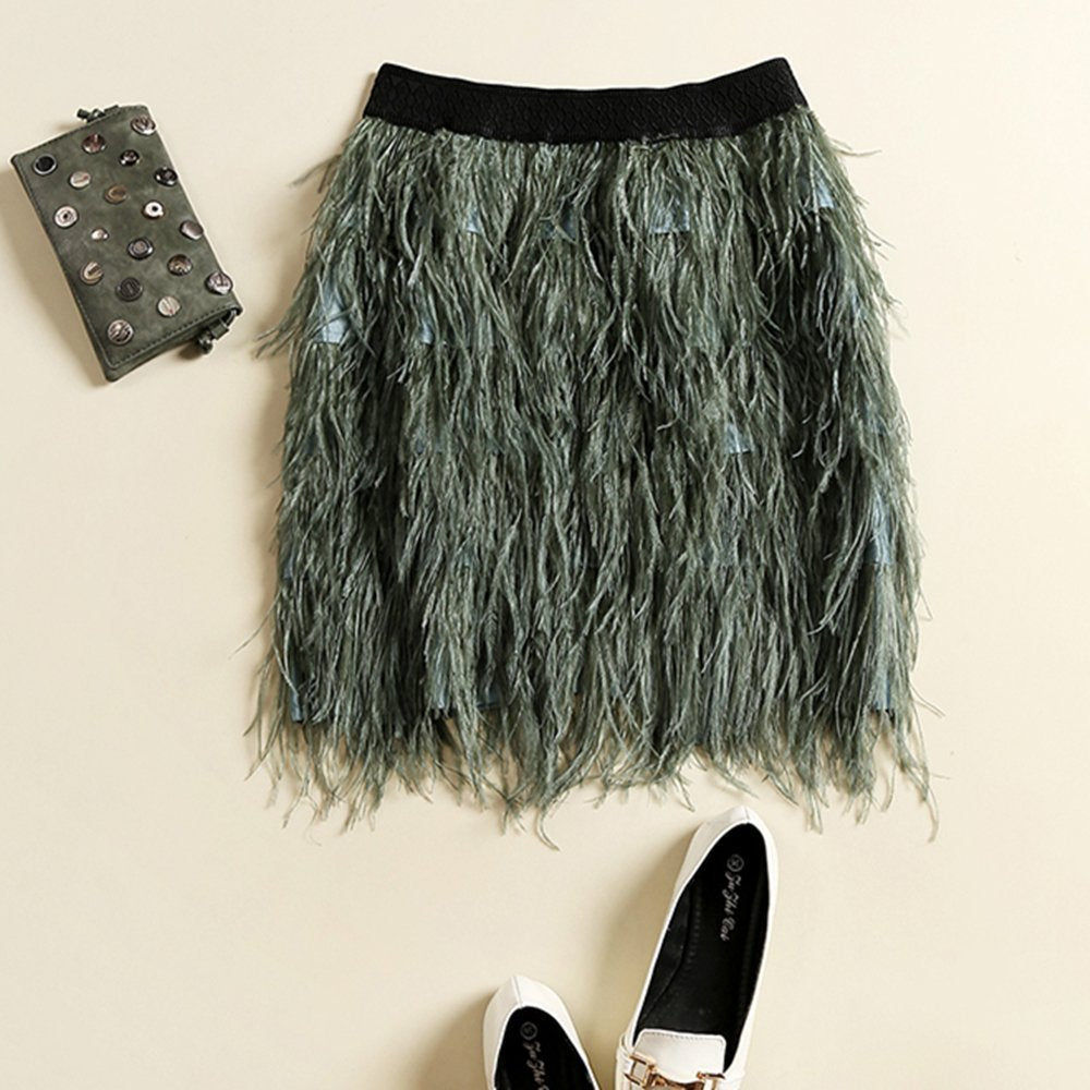 FQTANJU 2 Yards Soft & Natural Ostrich Feathers Fringe Trims Ribbon Used for Dress, Sewing, Craft Clothing, Lighting Decoration, Clothing DIY, etc. (Dark Green)