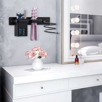 Hair Dryer Holder Wall Mounted, Storage Basket for Flat Iron, Curling Wand, Hair Straightener in Bathroom