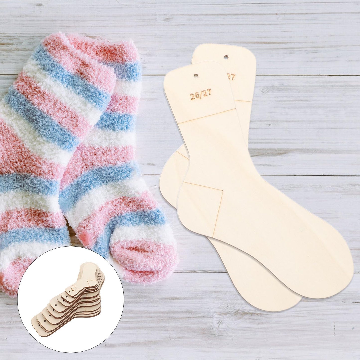 SEWACC 16pcs Sock Blockers for Knitting Sock Stretchers Stocking Display Forms for Crochet Knitting Accessories Home Craft Supplies