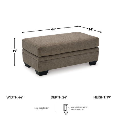 Signature Design by Ashley Stonemeade Modern Ottoman with Foam Cushion, Grayish Brown