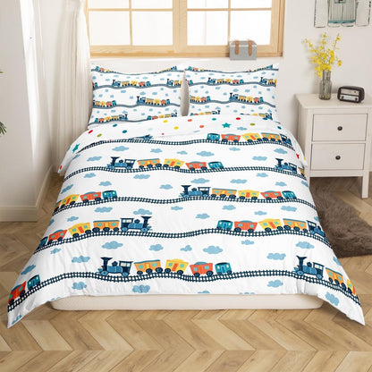 Sets Set 3pcs Erosebridal Cute Steam Engine Bed for Kids Toddlers Kawaii Train Comforter Cover Construction Vehicles