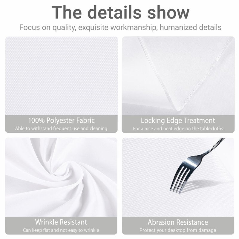 MRJ 60 x 102 Inch White Rectangle Polyester Table Cloth Machine Washable Wrinkle Resistant Fabric for Banquet Indoor Outdoor Use