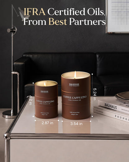 M&SENSE Coffee Cappuccino Scented Candles, Christmas Soy Wax,Christmas Decor Candle 11.3oz 70 Hours Long Lasting Burning, Strong Coffee Aroma Candle Unique Housewarming Appreciation Gifts