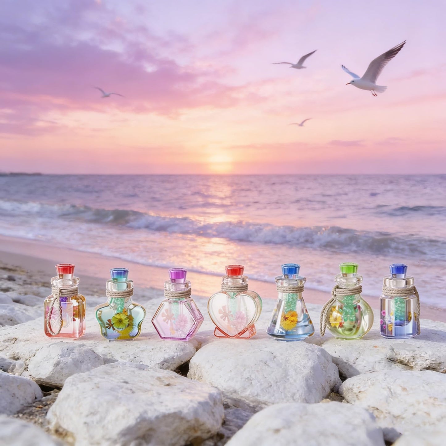Xidmold 7Pcs Wishing Bottle Shaker Resin Molds Quicksand Bottle Container and Stopper Silicone Molds Epoxy Resin Casting Mold for DIY Jewelry Crystal Keychain Pendants