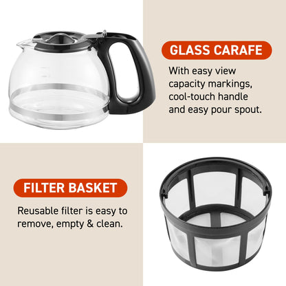 Elite Gourmet EHC4128 Automatic 4-Cup Brew & Drip Coffee Maker with Pause N Serve, Glass Carafe, Reusable Filter, On/Off Switch, Keep Warm, Water Level Indicator, Black