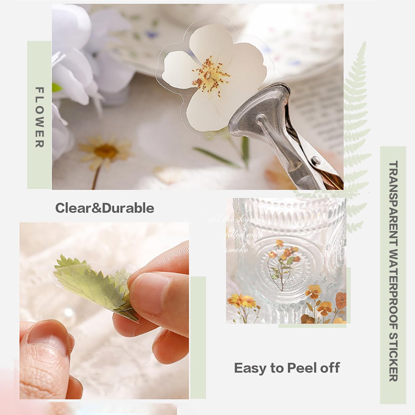 Maxleaf Pressed Flower Stickers Set, 270PCS Dried Flowers Waterproof Stickers Decals Floral Botanical Journaling Stickers for Scrapbook Supplies Junk Journal Bullet Journals Planner Laptops Art Crafts