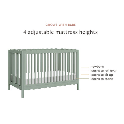 Babyletto Swell 4-in-1 Convertible Crib with Toddler Bed Conversion Kit in Light Sage, Greenguard Gold Certified, Made of 100% Solid Wood