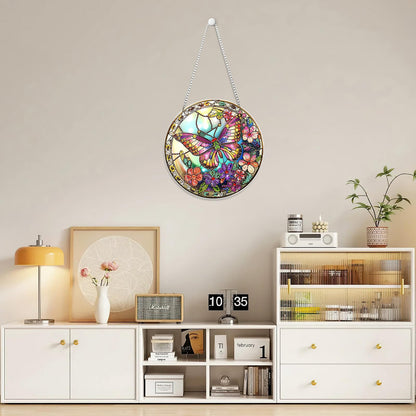 MISCER Butterfly Hanging Diamond Art Pendants Kits for Adults Kids, DIY Double Sided 5D Special Diamond Painting Pendant Kit, Wreath Gem Art Suncatchers for Window Garden Home Decor