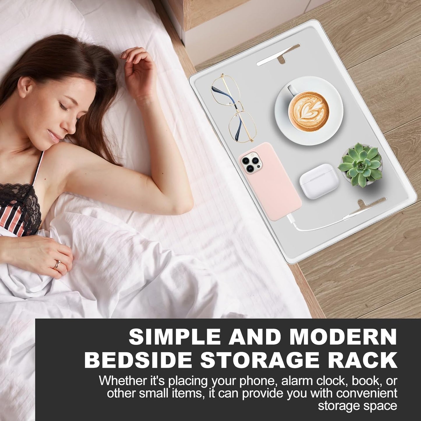 FABIEN SIEFFERT Bedside Shelf for Bunk & Top Bunk, Bed Side Tray Table Storage, Bedside Caddy, Bunk Bed Shelf, Clip On