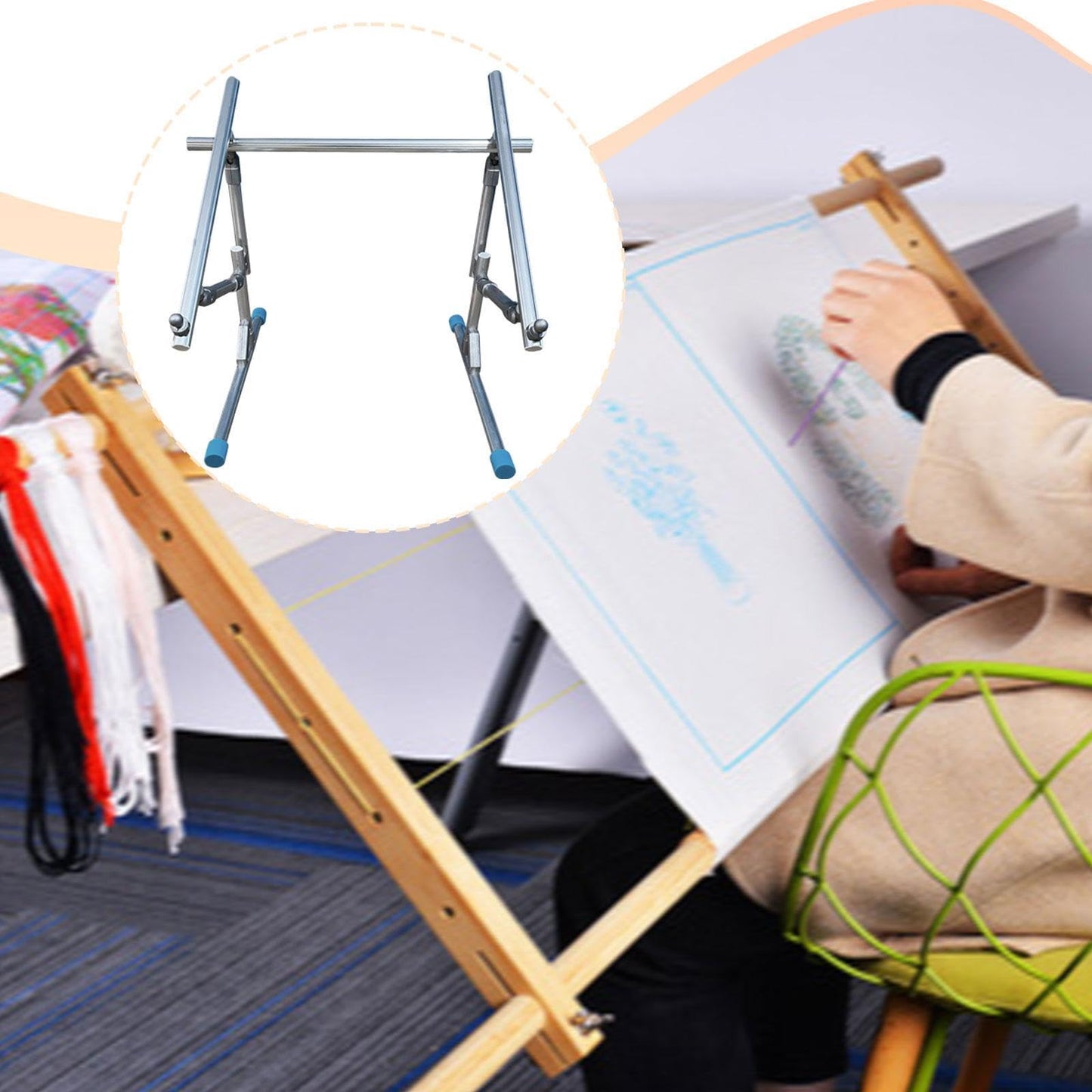 Hisxrcal Embroidery Frame Stand, Practical, Professional, Adjustable Floor Stand Made of Aluminum Alloy, 1 Bar