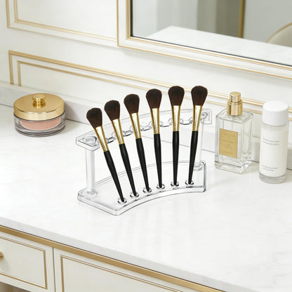 SOUJOY 8 Pack Acrylic Pen Display Stand, 6-Slot Pen Holder Rack, Eyebrow Pen Stand, Makeup Brush Rack Organizer for School Office Home Store