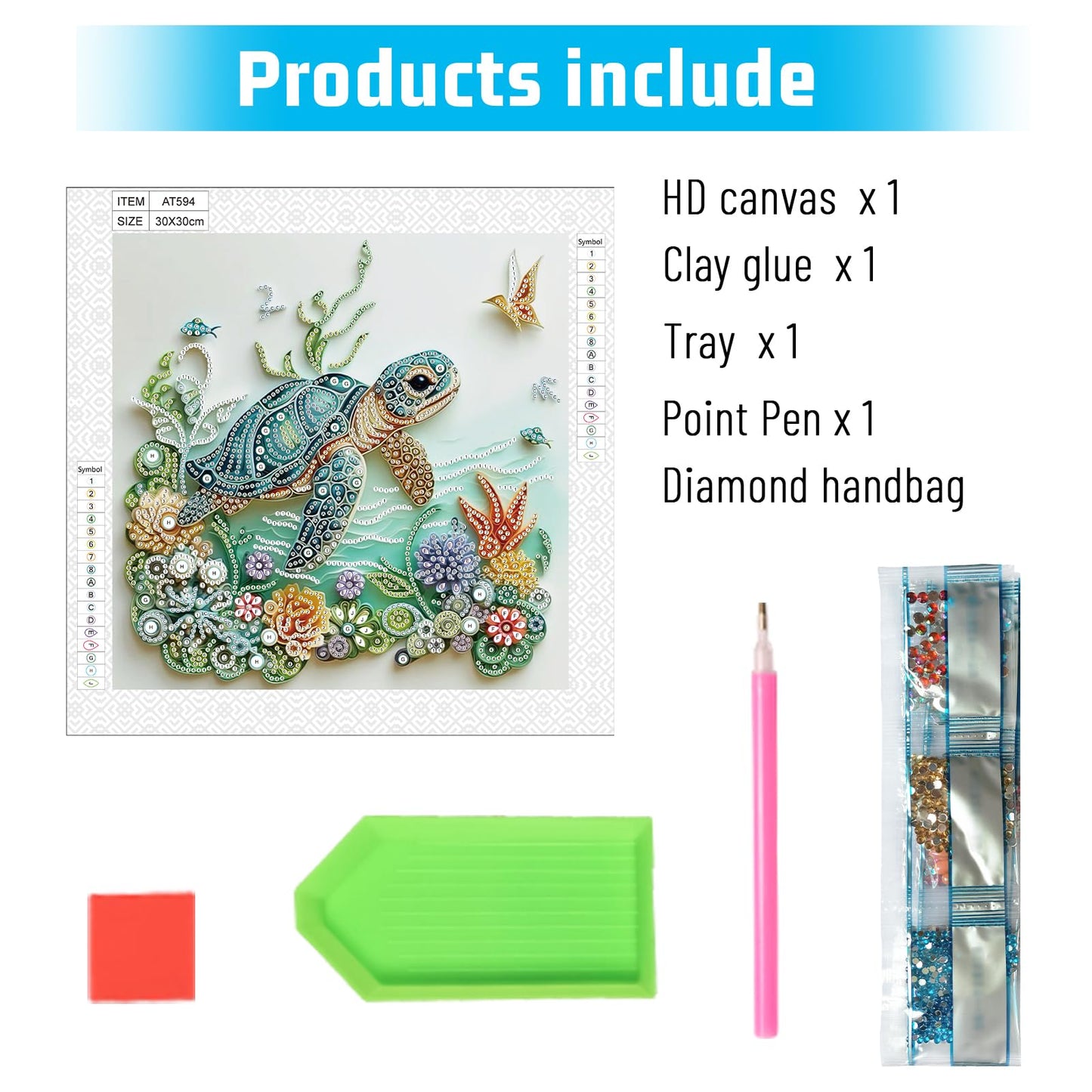 Tontut 5D Diamond Art Painting Kit, Turtle DIY Diamond Art Adult Set Mosaic Crafts, Suitable for Home, Office wall Decoration, can be Packaged as Gifts for Friends