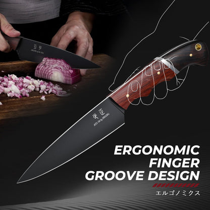 DRGSKL Kitchen Utility Knife From Japan - Small Chef Knife 5 Inch Forged from a Single Piece of High Carbon ATS-34 Steel, Full-Tang Paring Knife with Walnut Handle for Fruit and Vegetable, Ideal Gift
