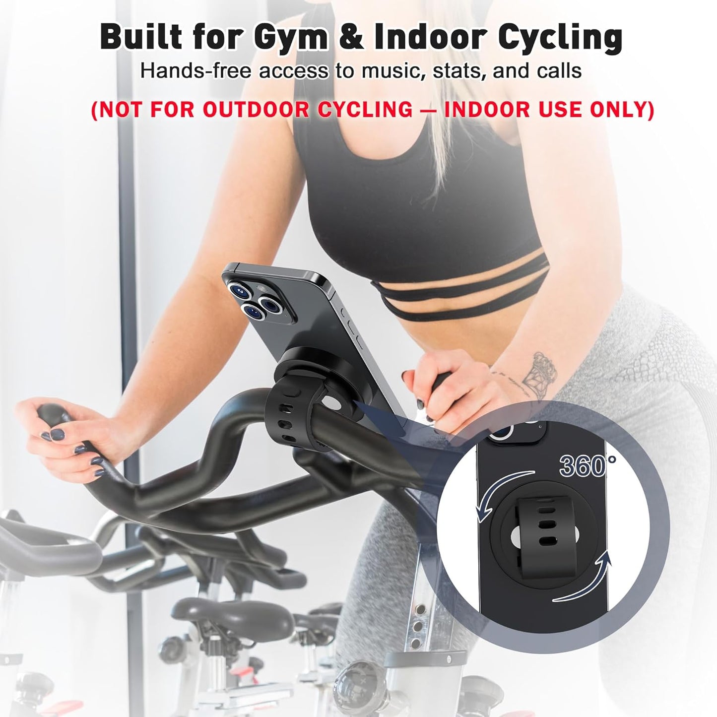 Stroller Phone Holder, Compatible with MagSafe, Magnetic Handlebar Mount, 17x N52 Strong Magnets, Fits Treadmills, Peloton, Shopping & Golf Carts, Adjustable Strap, iPhone 12–16 & Android