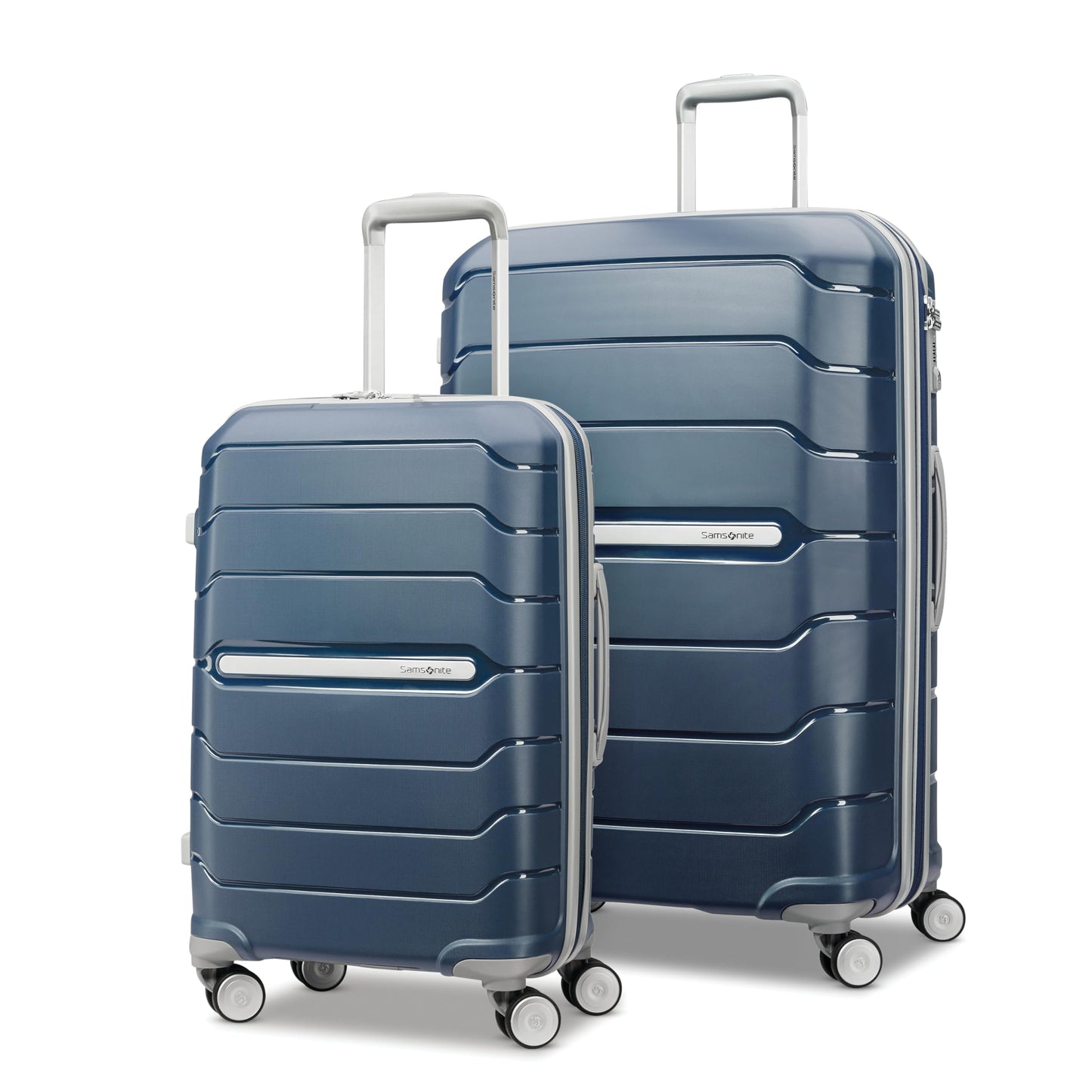 Samsonite Freeform 2-Piece Luggage Set - Carry-On & Large Checked Luggage with Dual Spinner Wheels - Durable Polypropylene Hardshell - TSA Lock, Airline-Approved - Expandable Hard Shell - Navy