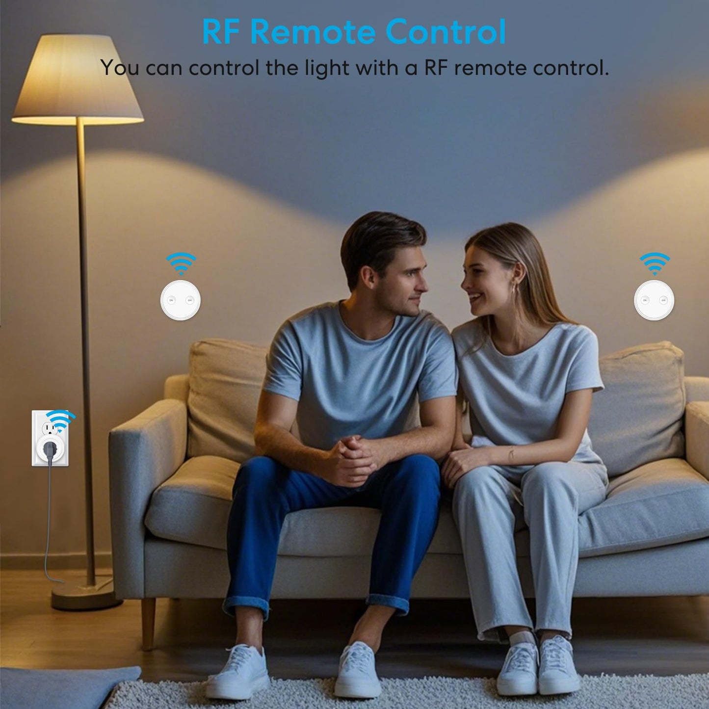 LoraTap Mini Remote Control Outlet Plug Adapter, 656ft Range Wireless Light Switch for Household Appliances, No Hub Required, 10A/1100W, White