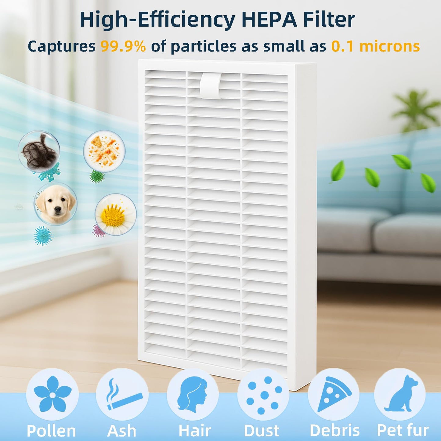 HUIZHEN Replacement Parts Kit for Kyvol Cybovac E20, E30, E31 Robot Vacuum Accessories, 2 Main Brush, 6 Side Brush, 6 Hepa Filter, 1 Cleaning Tools (15PCS)