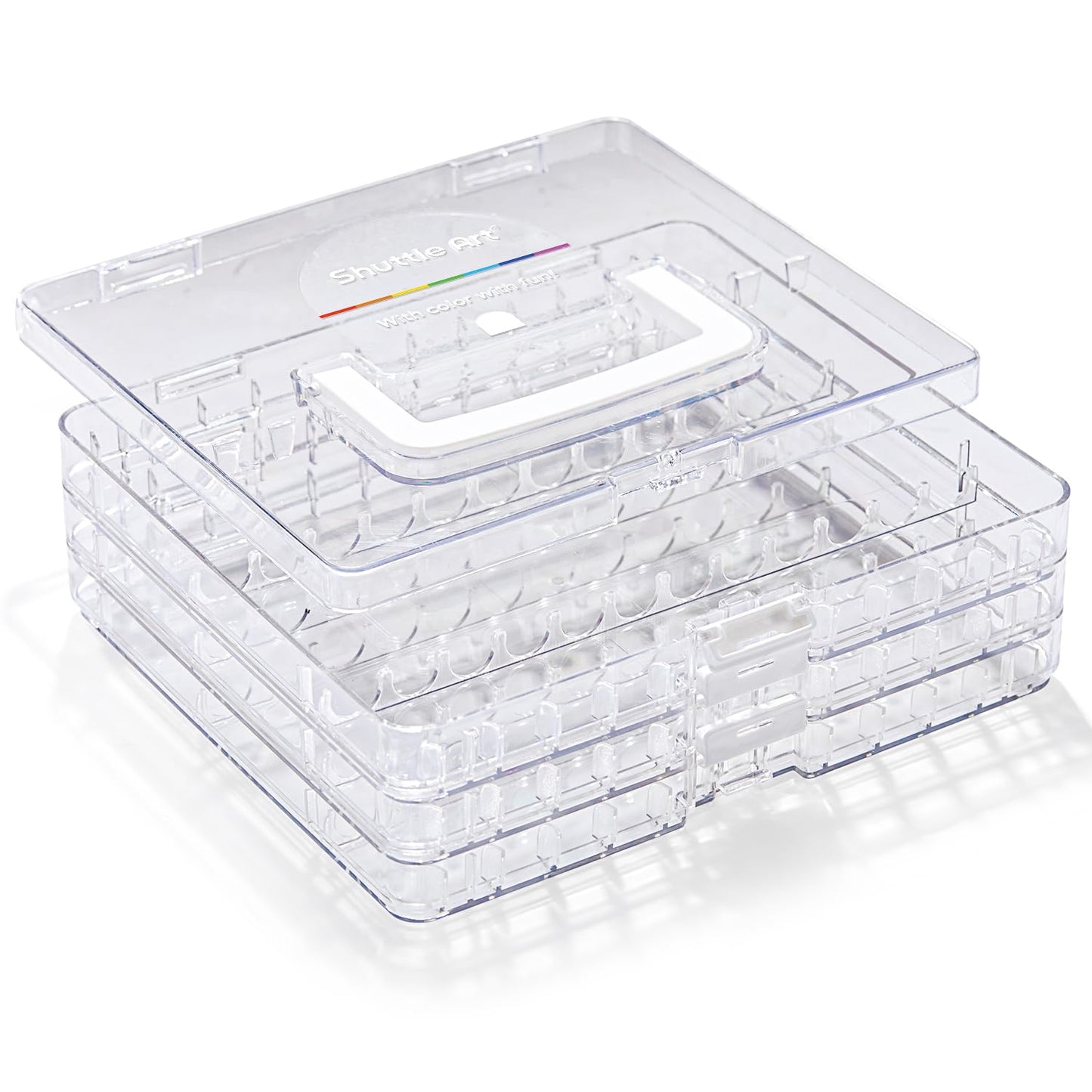 Shuttle Art 36 Automatic Ink Control Acrylic Paint Markers Organizer, Portable 3-Layer Transparent Storage Box, Stackable Pen Holder for Art Supplies,Ideal for Home, Office & School Desk Organization