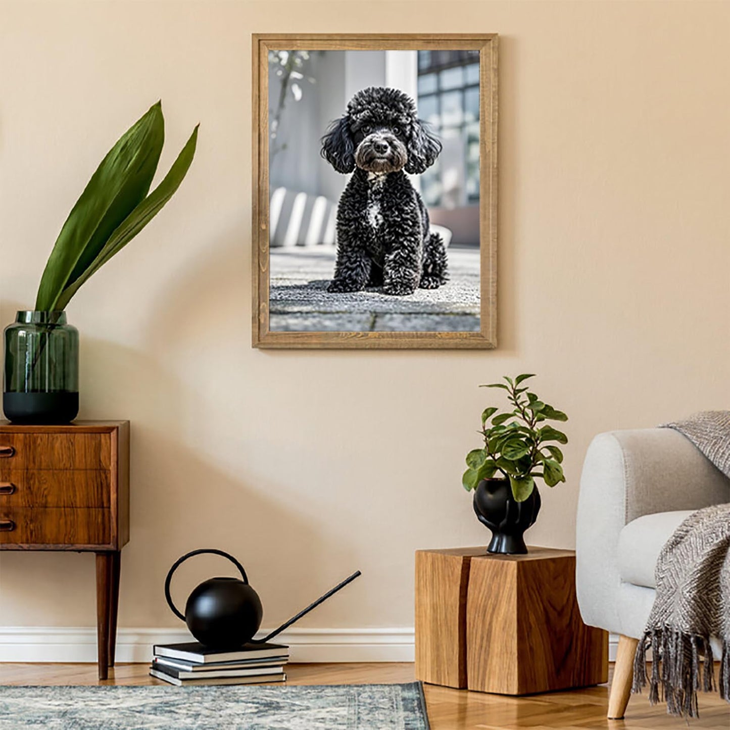 Black Poodle Diamond Painting DIY Kits 5D Diamond Art Full Round Drill Bead Rhinestones by Number Embroidery Stitch Handmade Arts and Crafts for Office Living Room Bedroom Home Wall Decor 12x16 inch