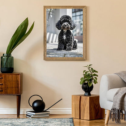 Black Poodle Diamond Painting DIY Kits 5D Diamond Art Full Round Drill Bead Rhinestones by Number Embroidery Stitch Handmade Arts and Crafts for Office Living Room Bedroom Home Wall Decor 12x16 inch