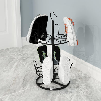 OLDRAINBOW Rack(2 Revolving Round Iron Shoe Tree Rack,Standing Circular Rotating Shoe Rack,Spinning Shoe Organizer