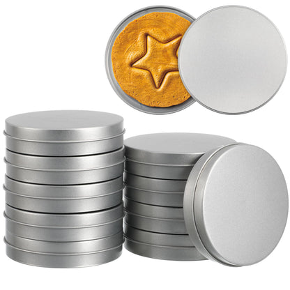 iplusmile 20Pcs Round Metal Tins, Silver Aluminum Empty Cans with Lids for Korean Candy Cookie Game, Candle Making Containers, Salve Cosmetic Spice Storage Jars (2oz)