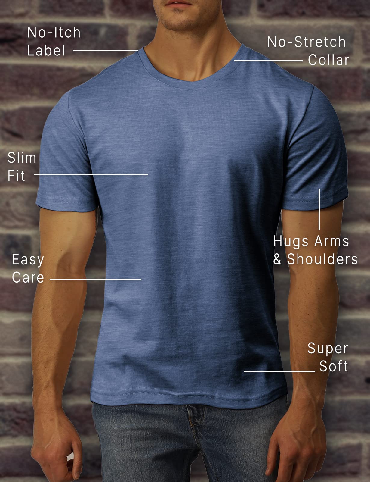 H2H Mens Basic Fashion Crew-Neck Slim Fit T-sihrt Black US M/Asia L (CMTTS0198)