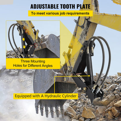 Vevor 18" Hydraulic Backhoe Thumb, 1/2" Thickness Heavy Duty Excavator Thumb, Black Steel Weld On Thumb Attachments with Hydraulic Cylinder, Mechanical Hydraulic Thumb for Backhoe/Excavator