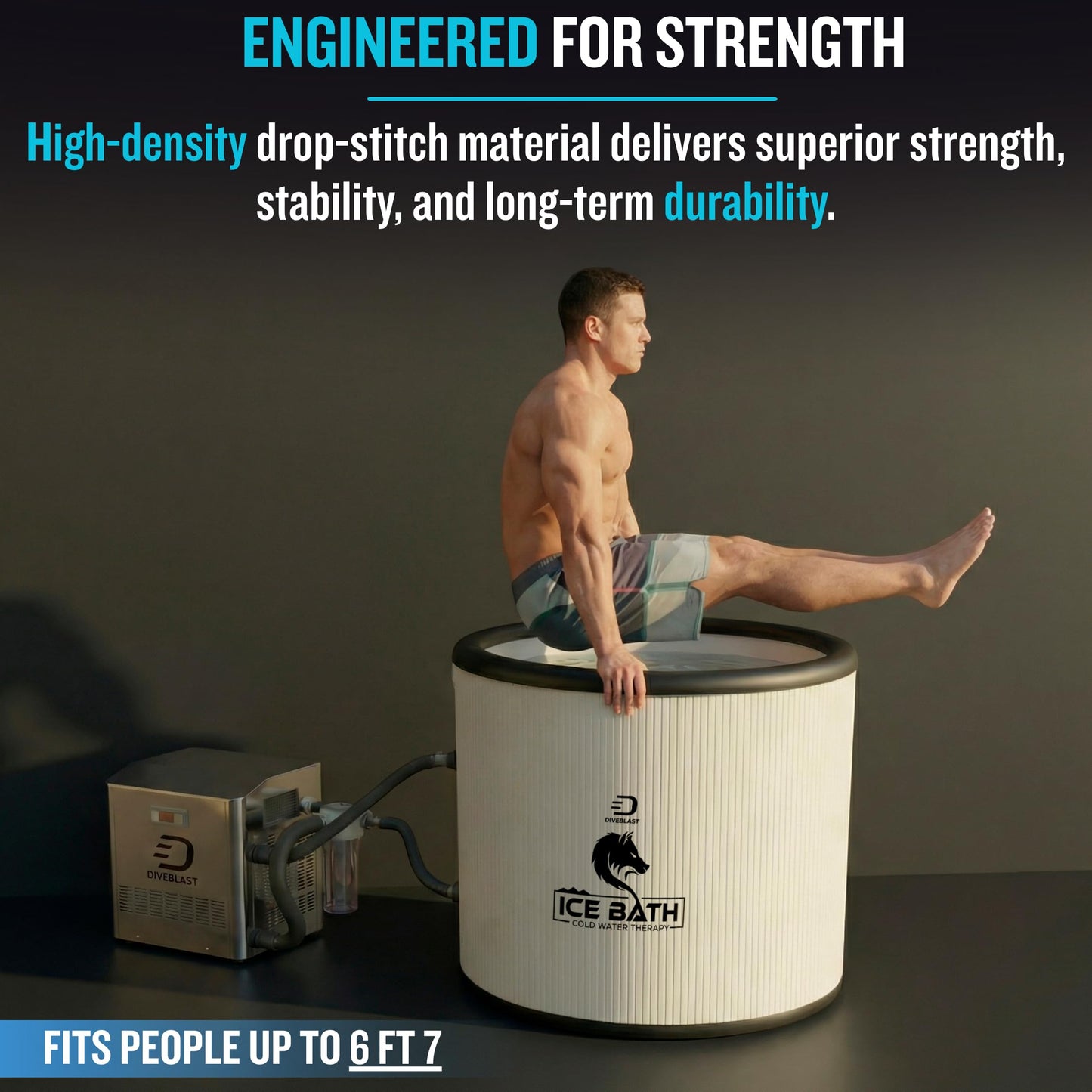 Diveblast Cold Plunge Tub With Water Chiller, Pump and Filter - Low Consumption 2/3 HP Cold Plunge Chiller - Cools Water Down to 39°F