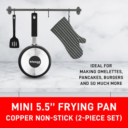 Bakken-Swiss 2-Piece Mini Nonstick Egg Pan & Omelet Pan, 5.5'' Copper Non-Stick Skillet for Eggs and Pancakes
