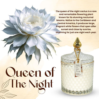 VIONAMI Luxury Scented Candle Gift – Queen of The Night Rare Flower Fragrance in Elegant Glass Jar, Decorative Soy Candles Gifts for Women, Long-Lasting 80 Hr, 14.8 oz, Luxury Candles for Women