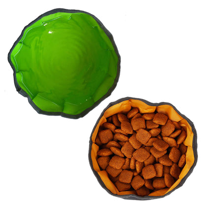 2 Pcs Collapsible Dog Bowls for Travel, Foldable, Portable and Light for Food and Water - (Green+Orange)