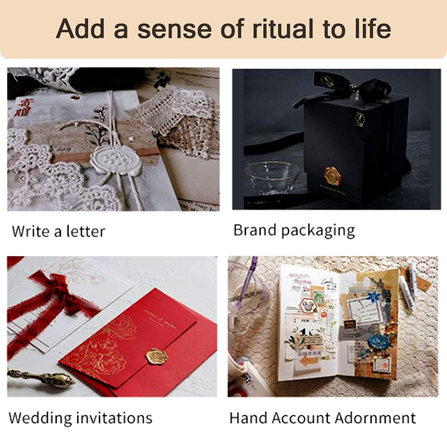 Joyeee Wax Seal Kit with Gift Box, Vintage Removable Brass Thank You, Elk and Letter M Wax Seal Stamp Head, Wax Beads, Metal Handle etc, Suit for Gift, Craft, Cards Envelopes, Medieval Classic