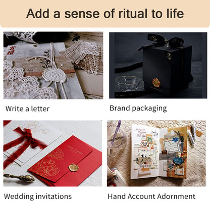Joyeee Wax Seal Kit with Gift Box, Vintage Removable Brass Thank You, Elk and Letter M Wax Seal Stamp Head, Wax Beads, Metal Handle etc, Suit for Gift, Craft, Cards Envelopes, Medieval Classic