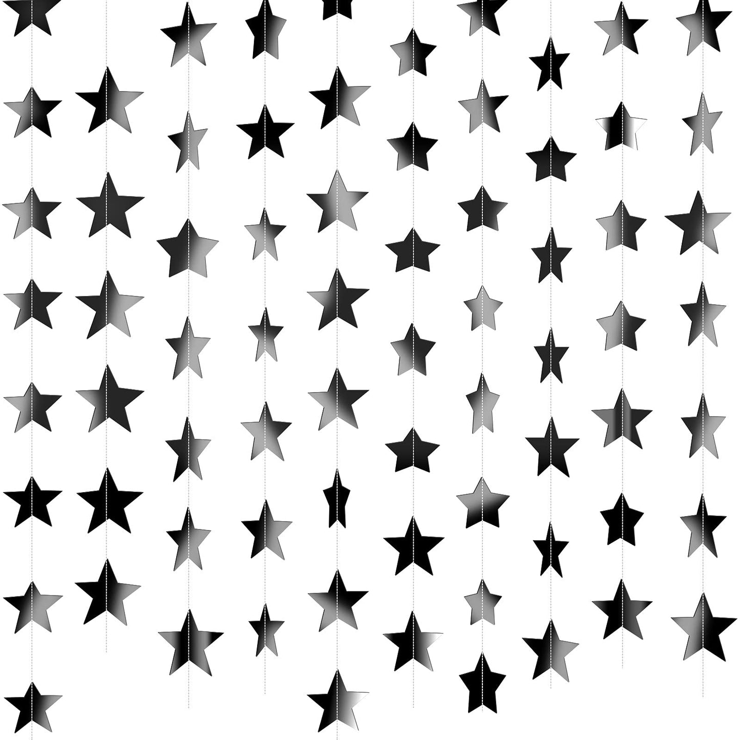 Patelai 130 Feet Glitter Star Garland Banner 2026 Party Decoration Double Side Star Hanging String Streamer Paper Twinkle for Graduation Wedding Birthday (Black)