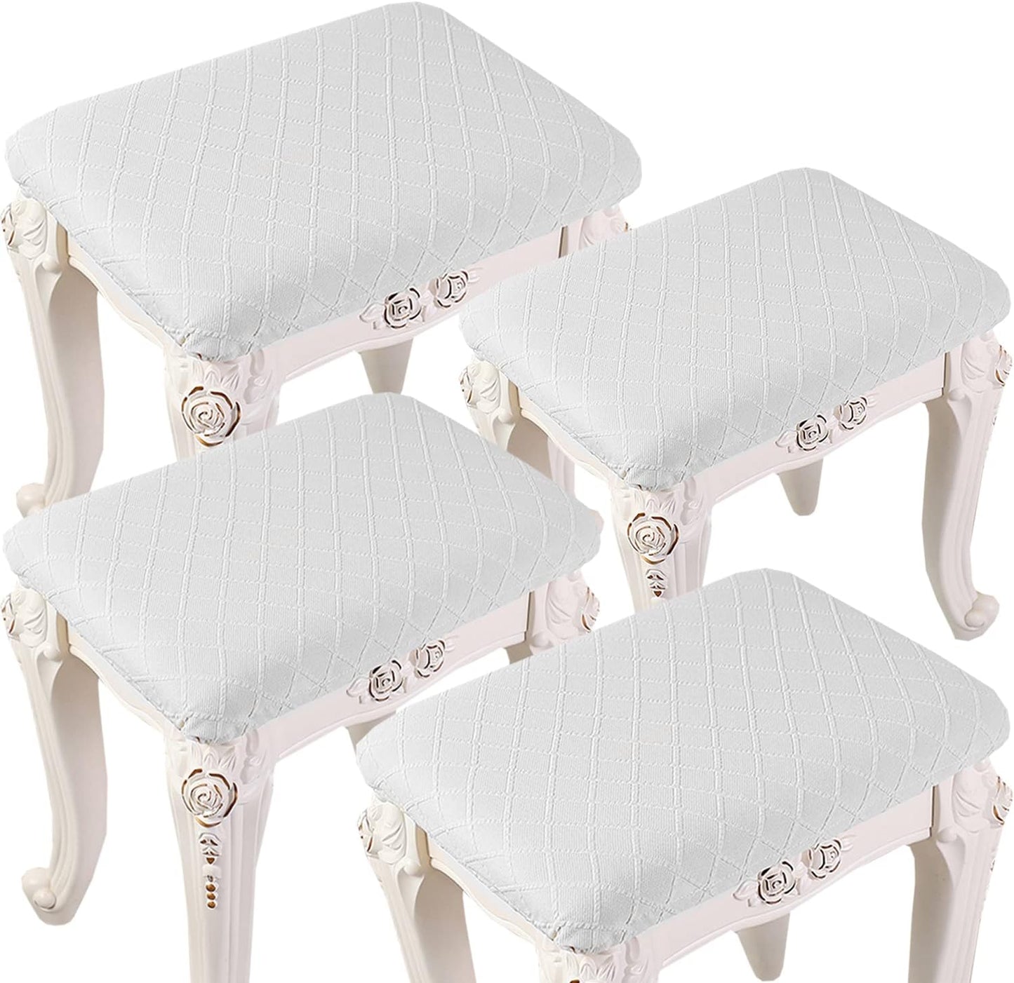 HFCNMY Rectangle,4 Pack Counter Stool Covers Stretch Rectangle Bar Stool Covers Jacquard Vanity Stool Cover Washable