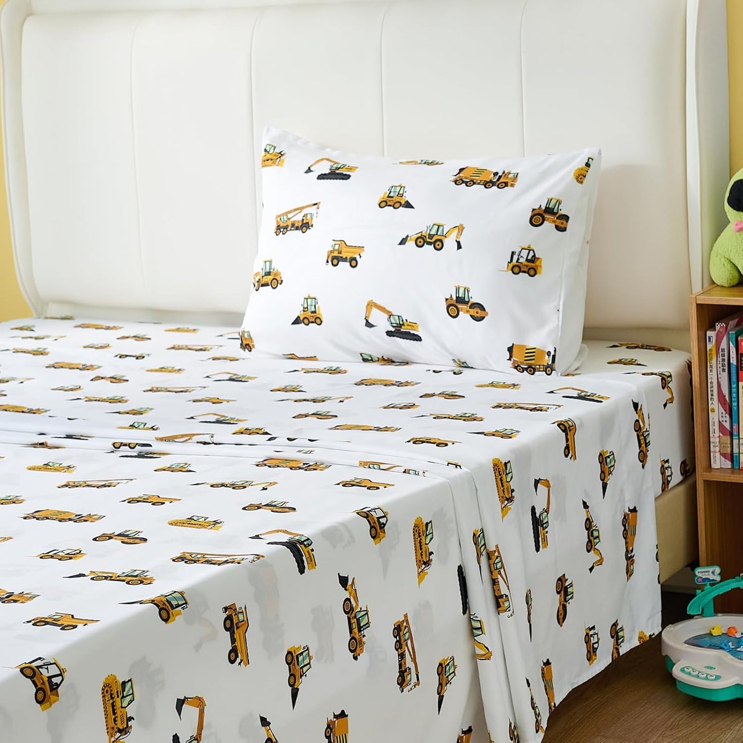 3-Piece Set Twin Size Bed Sheet by Coukouchyi, Soft & Breathable Kids Fitted & Flat Sheet for Boys with Deep Pocket