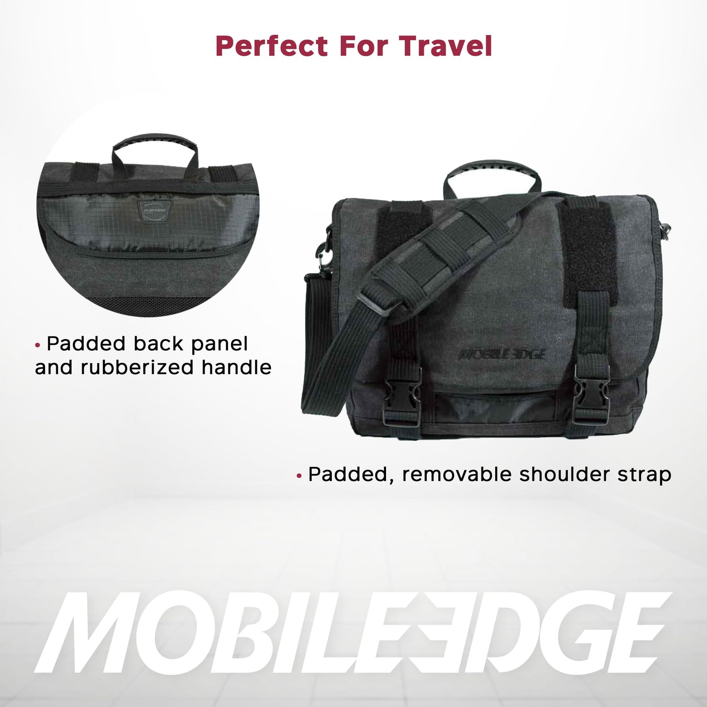 Mobile Edge ECO-Friendly Laptop Messenger Bag for Men and Women, for 14.1" PC and Compatible with MacBook 15", Cotton Canvas, Black