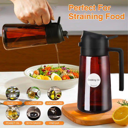 Oil Sprayer for Cooking, 2 In 1 Oil Dispenser and Oil Sprayer (Black+Dark Brown)
