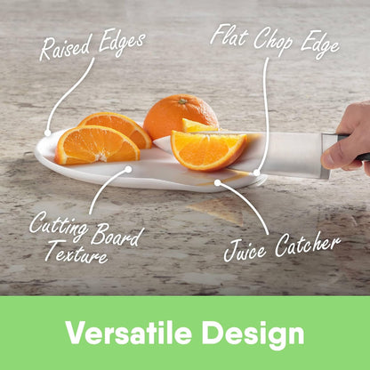 Round Cutting Board Plates, 10 Inch with Juice Grooves, Durable BPA-Free & Dishwasher Safe, White
