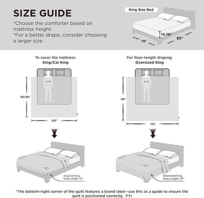 Bedsure Comforter Duvet Insert - Quilted Cal King Size, All-Season Down Alternative Bedding, Light Grey | 130x120 Inches