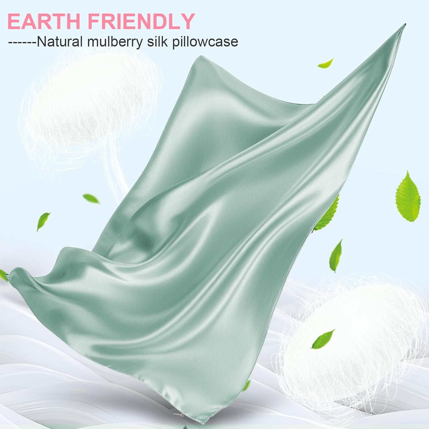 Skiennix Silk Pillowcases - 2 Pack Standard Size | Mulberry Silk for Hair & Skin - Soft Sage Green