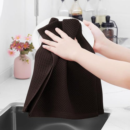 Homaxy 100% Cotton Waffle Weave Dish Towels - Ultra Soft & Absorbent | Quick Drying, 13 x 28 Inches, 6-Pack, Dark Brown