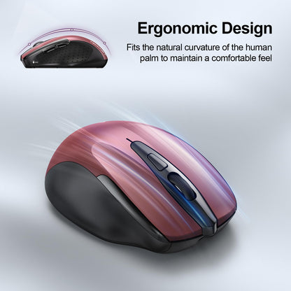 TECKNET Wireless Mouse (BT5.0/3.0 & 2.4G) Rechargeable 4800 DPI Silent USB A & Bluetooth Mouse 6 Buttons, Wide Compatibility - Grey