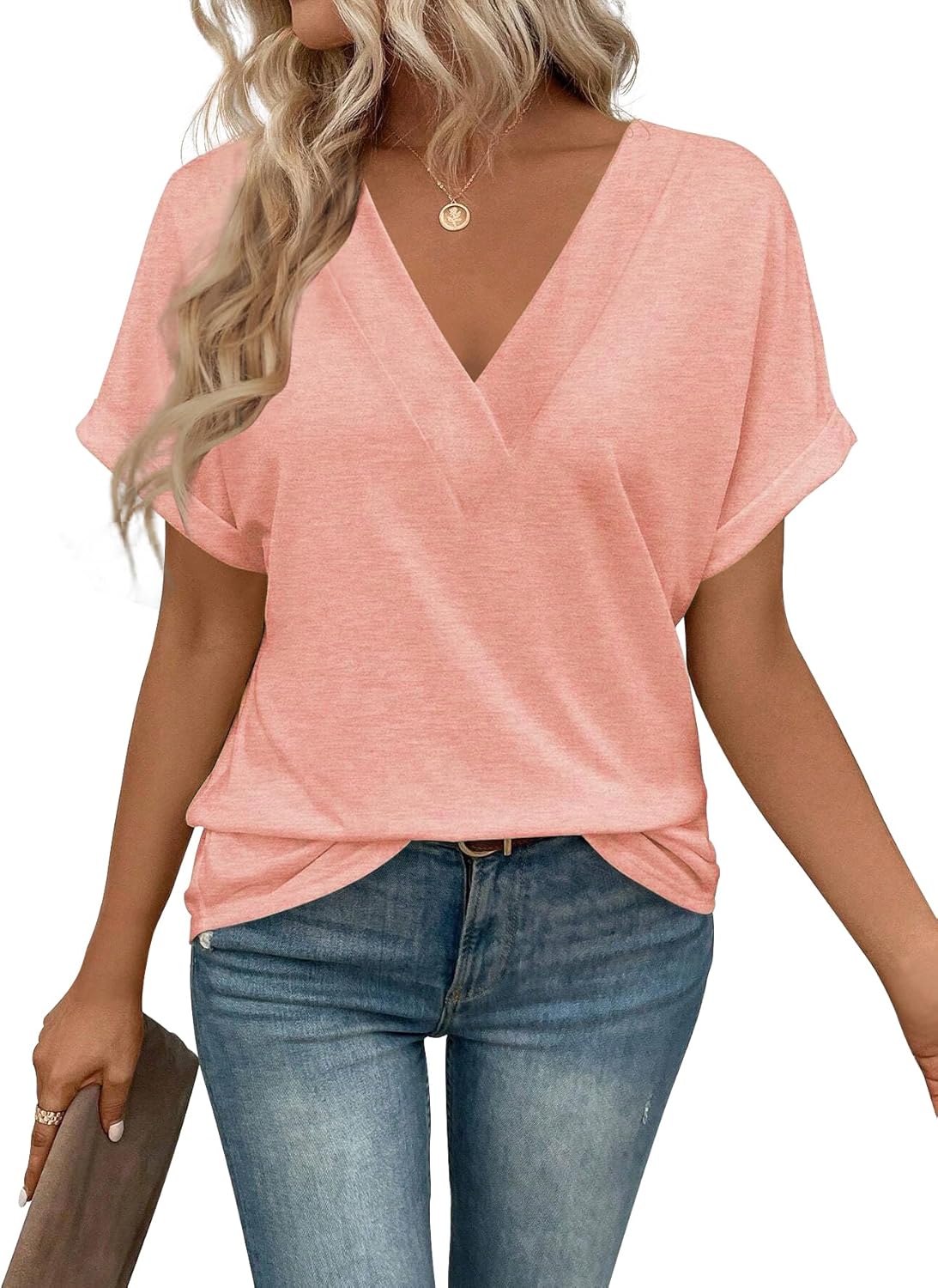 T Shirts Short Sleeve V Neck Tees Womens Tops Beach Vacation Fashion Clothes 2025 Casual Summer Spring Fall Outfits