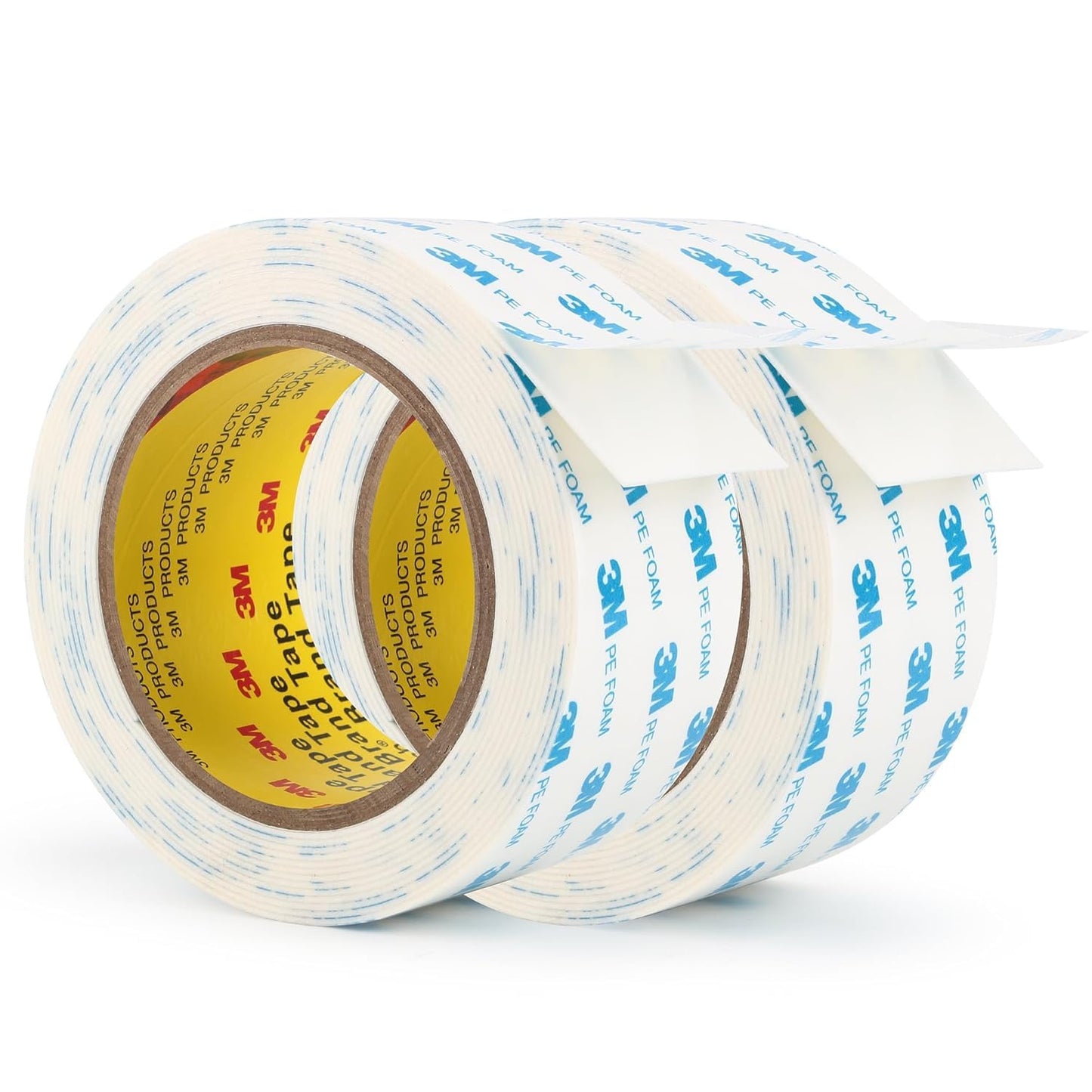 Rvhouse 3M 1600T Double Sided Tape, PE Foam Tape 2" x 18 Ft White Removable Strong Adhesive No Residue for RV Picture Hanging, Posters Frames Wall Decor Indoor & Outdoor Use(2 Pack)
