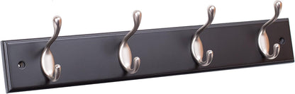 BIRDROCK HOME Oval Hook Coat and Hat Rack, 4 Hooks, Wall Mount, Black Finish