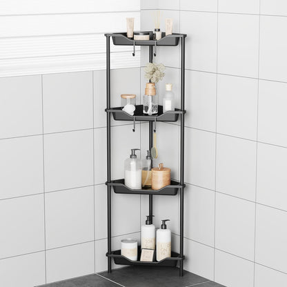 4 ODesign Tier Corner Shower Caddy,Corner Shelf Stand for Living Room Bedroom Bathroom,Shower Table,Plastic Metal