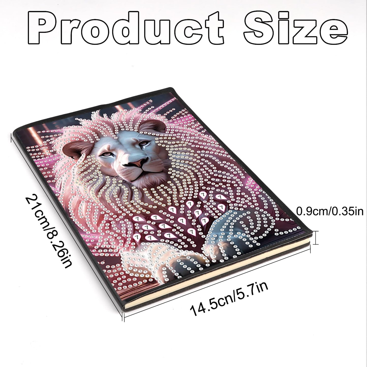 JZHYOAN DIY Diamond Painting Blank Notebook Kits Lion Special Shape Diamond Art Kits Dairy Travel Drawing Message Art Gifts Notepad A5 Hardcover Journal Note Book for Work Note Taking Adult